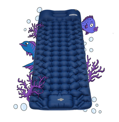 Matelas gonflable Coziya® Bleu Océan - 100% imperméable toutes surfaces